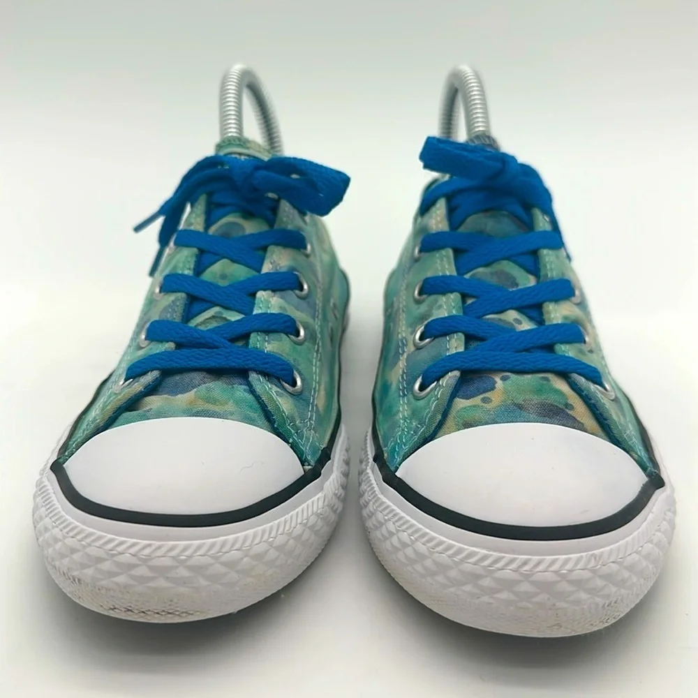 Converse 656081 F All Star Low Top Blue Green Multicolor Sneakers Junior Size 4